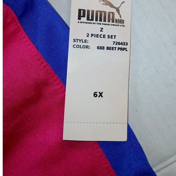Puma Girls' New w/Tags Pink & Blue Hooded Jogging Suit Set - 6x - Picture 6 of 7
